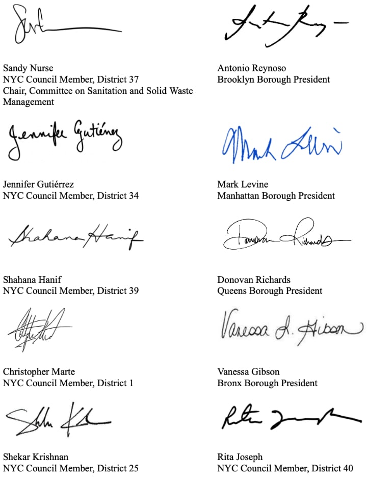 Mayor Adams and Commissioner Tisch letter NYC Council Signers